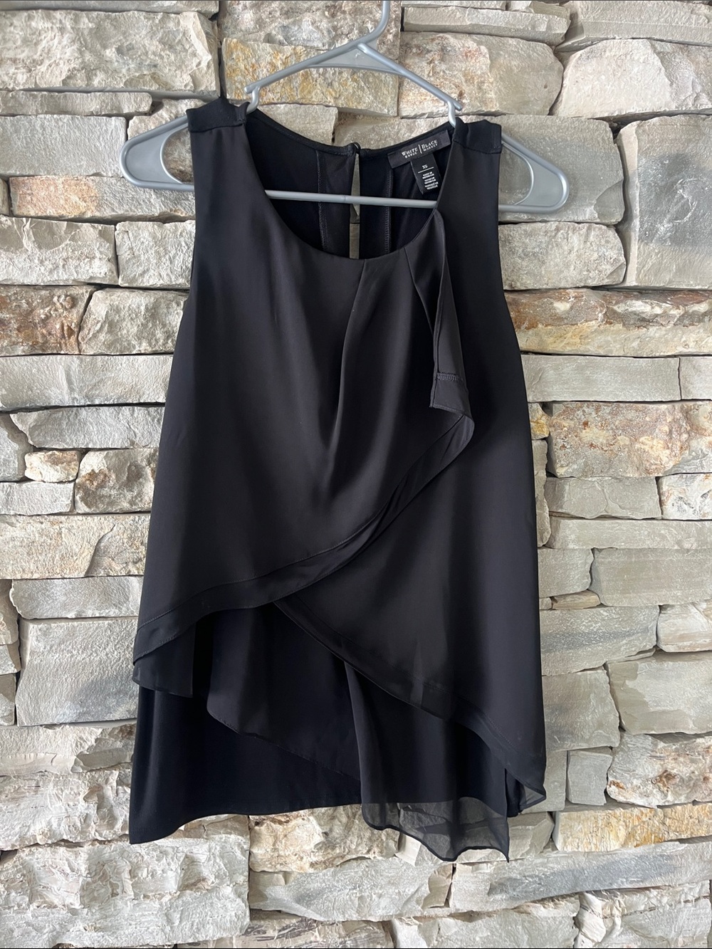Dressy black layered top chiffon trim
